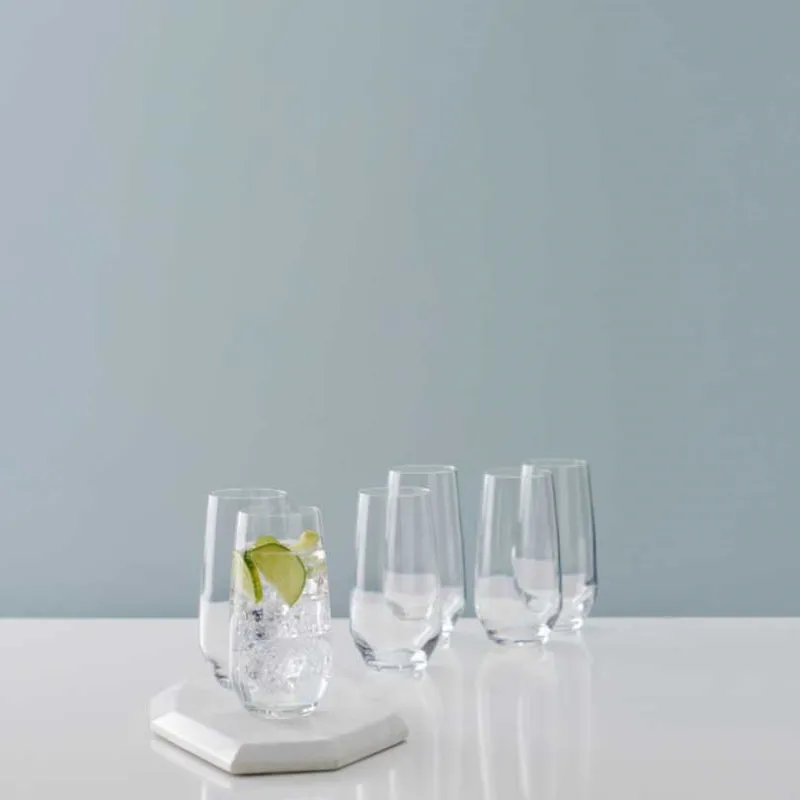 Beaumont Set of 6 highball glasses, 460ml, Clear Crystal ceramic platter, appetizer tray