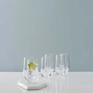 Beaumont Set of 6 highball glasses, 460ml, Clear Crystal ceramic platter, appetizer tray