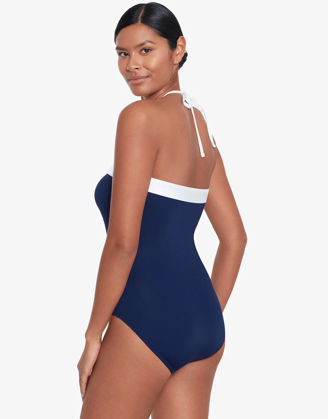 Bel Air Modern Bandeau Swimsuit - Navy and White