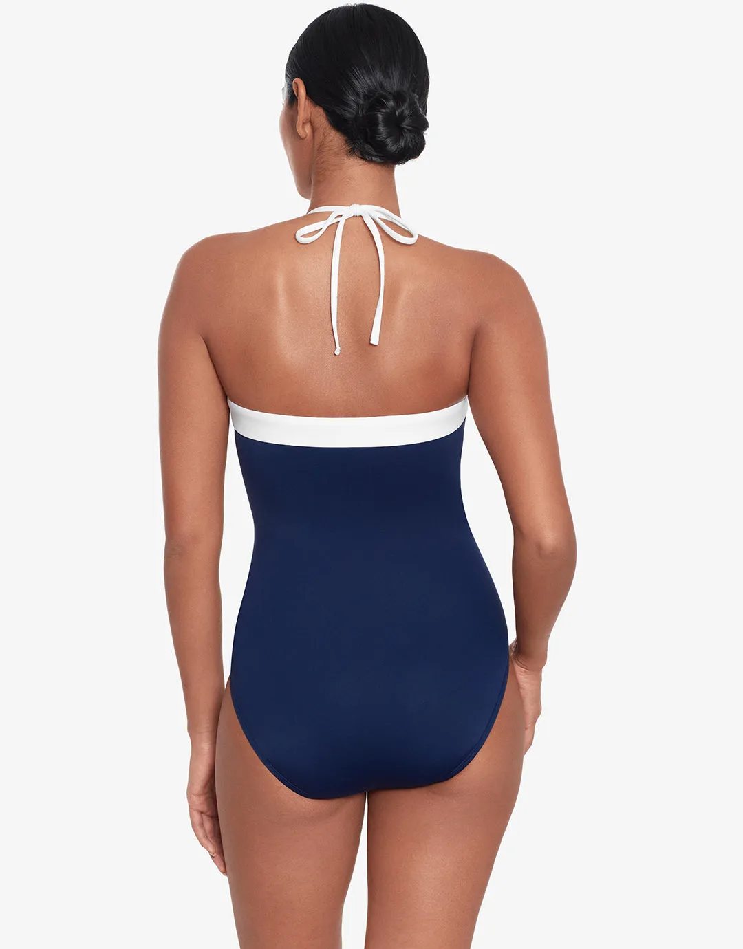 Bel Air Modern Bandeau Swimsuit - Navy and White