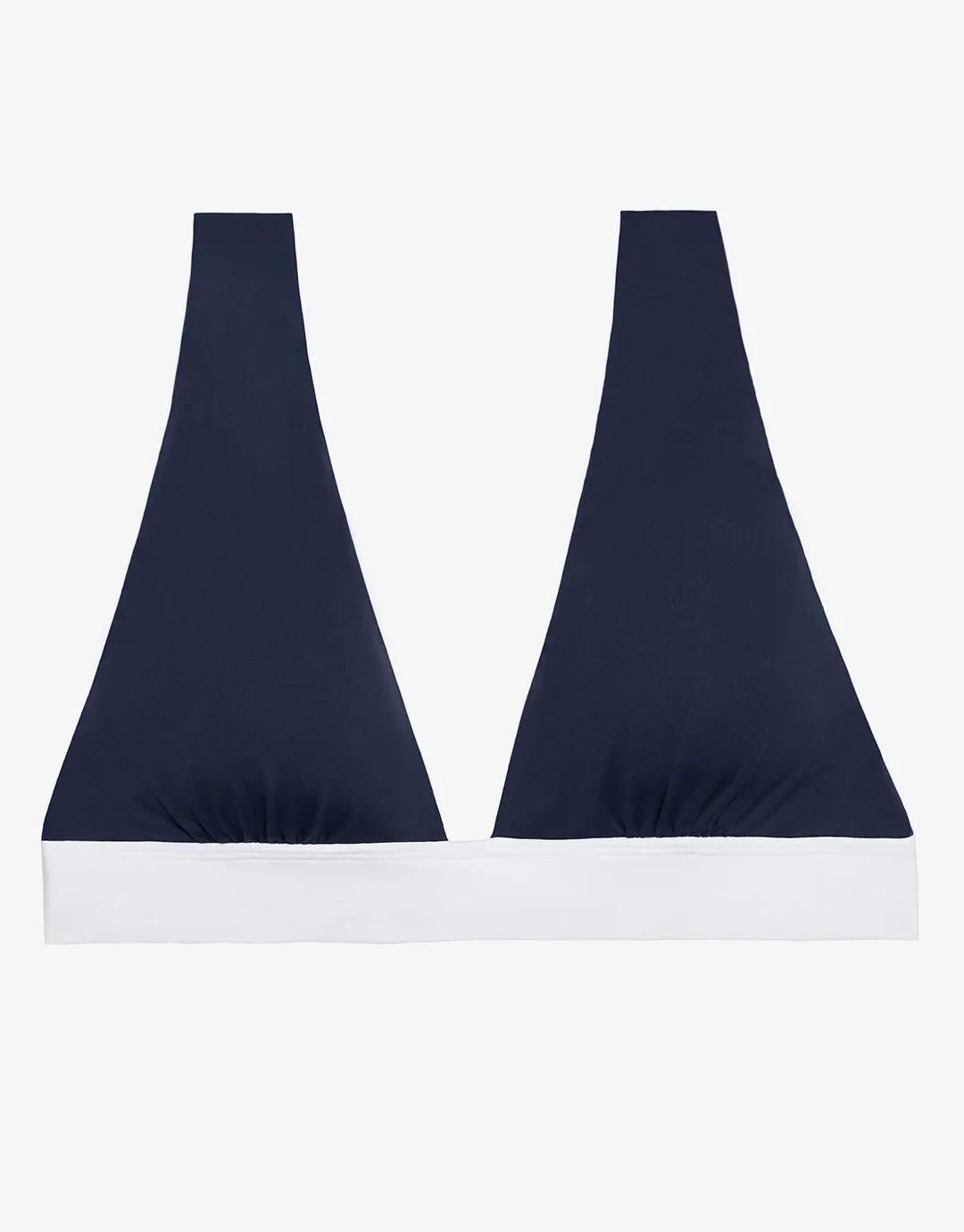 Bel Air Modern V Neck Bikini Top - Navy and White
