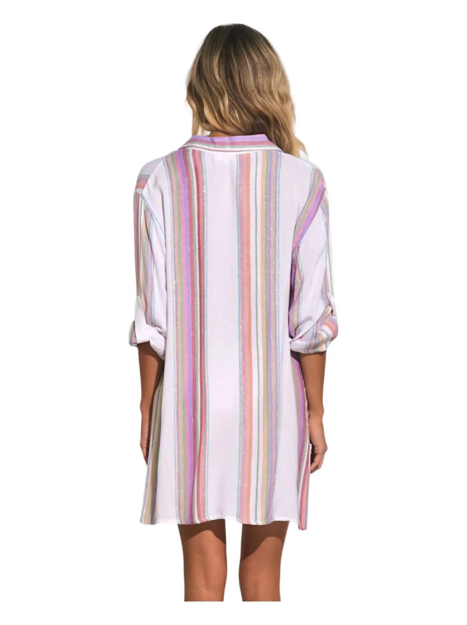 Bermuda Boyfriend Cover Up Shirt In Multi Stripe