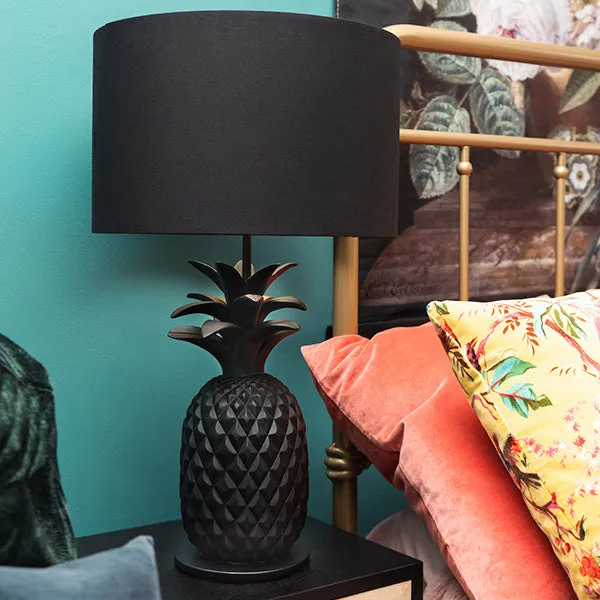 Black and Gold Pineapple Lamp with Matching Shade