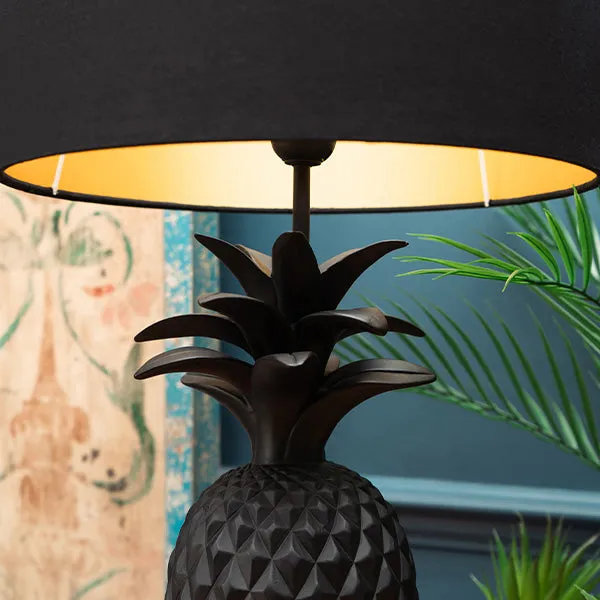 Black and Gold Pineapple Lamp with Matching Shade