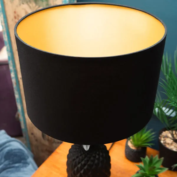 Black and Gold Pineapple Lamp with Matching Shade
