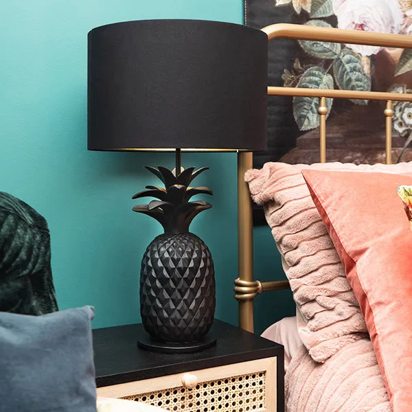 Black and Gold Pineapple Lamp with Matching Shade