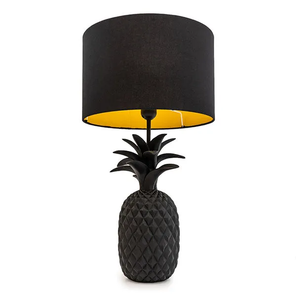 Black and Gold Pineapple Lamp with Matching Shade