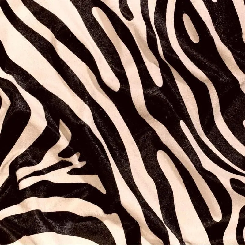 Black Zebra Stencil on Off-White Cowhide