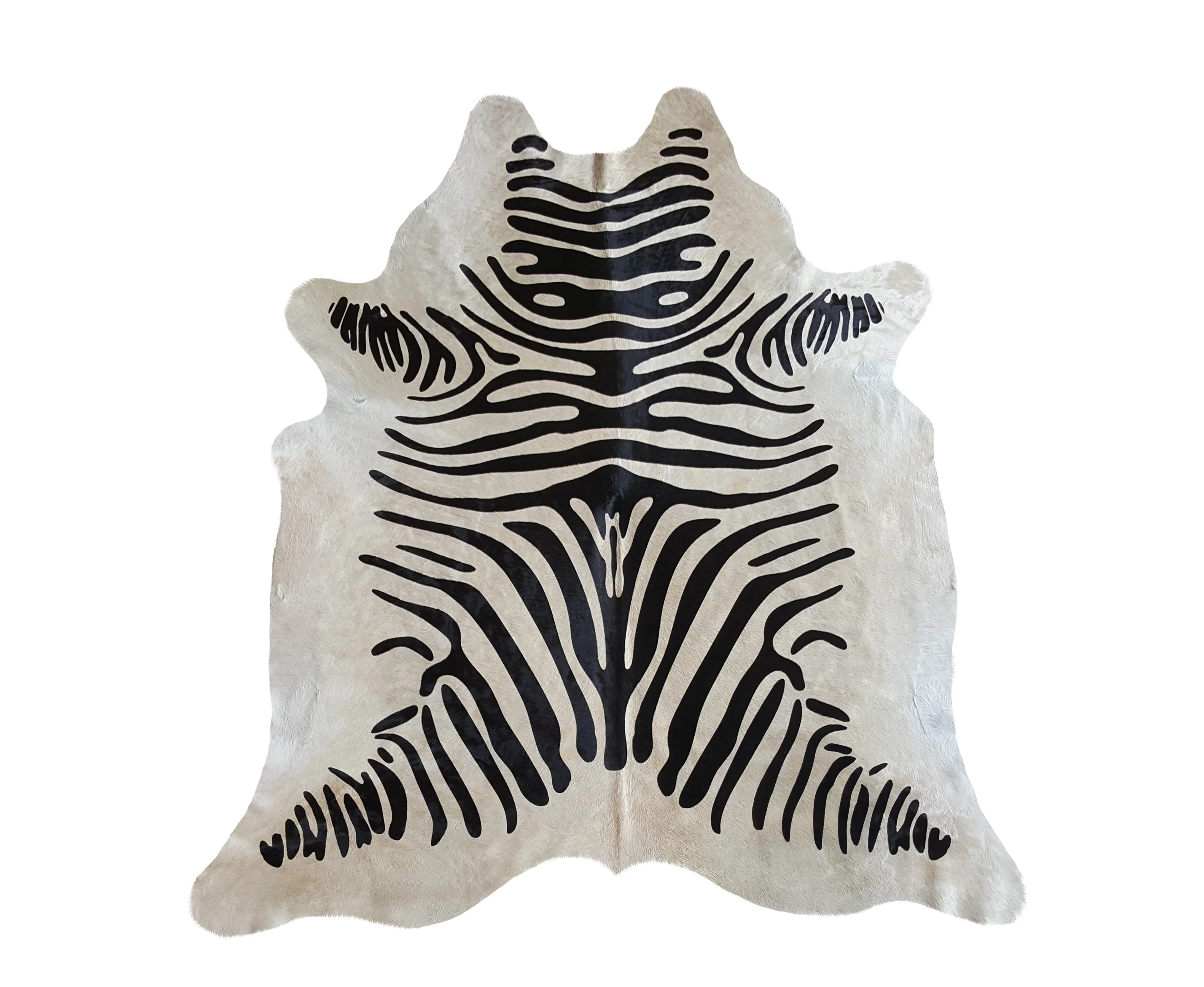 Black Zebra Stencil on Off-White Cowhide