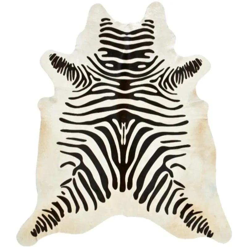 Black Zebra Stencil on Off-White Cowhide wall decor, home accessories