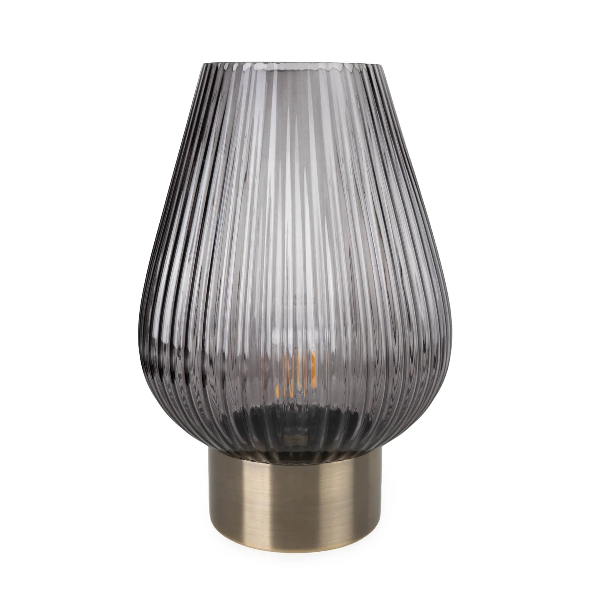 Blue, footed Glass LED table lamp,