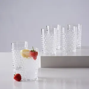 Bobble Set of 6 glass tumblers, 20cl, Clear ceramic platter, appetizer tray