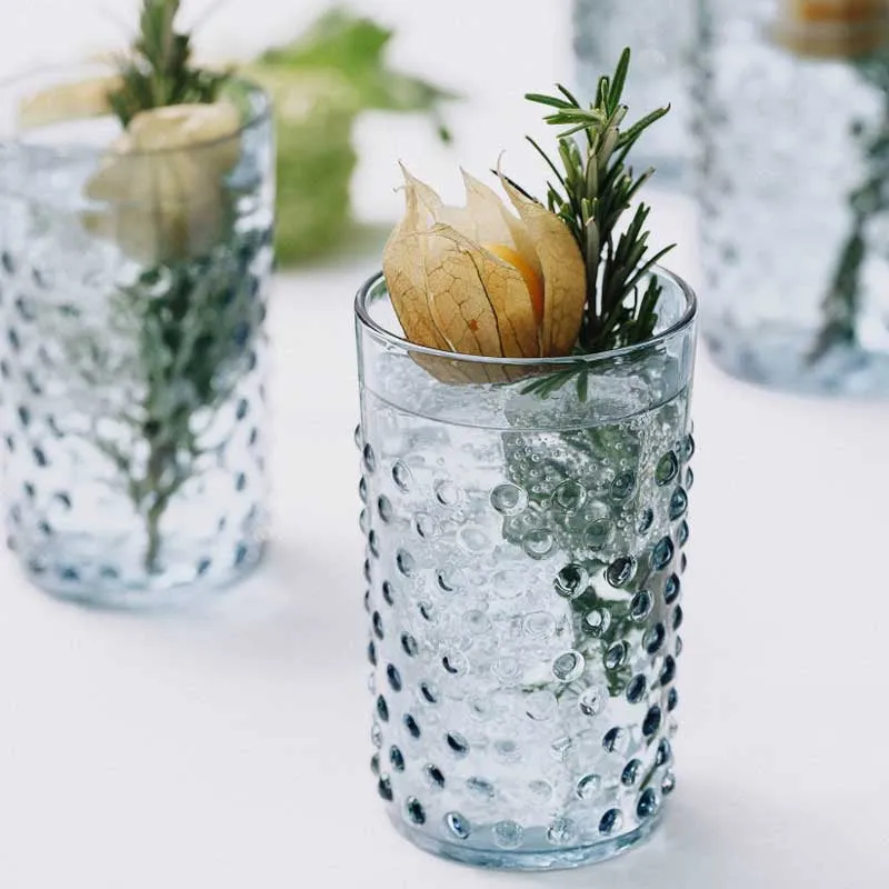 Bobble Set of 6 glass tumblers, Blue Smoke