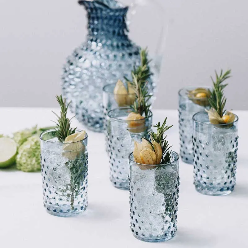 Bobble Set of 6 glass tumblers, Blue Smoke