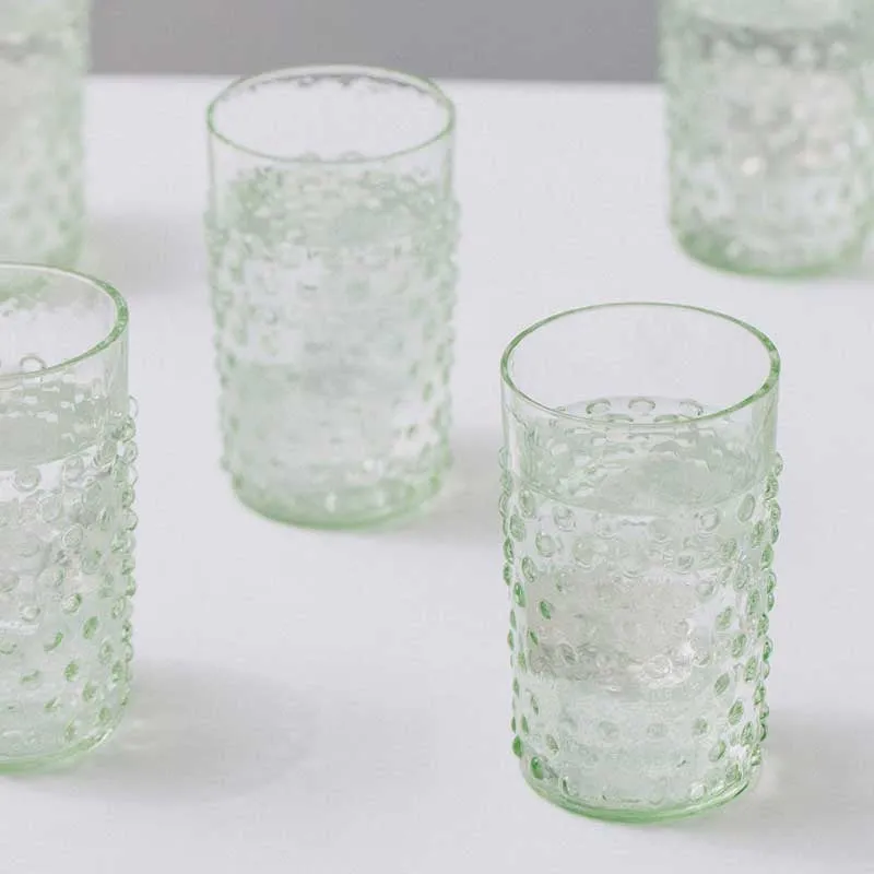 Bobble Set of 6 glass tumblers, Light Green