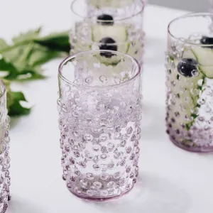 Bobble Set of 6 glass tumblers, Lilac ceramic platter, appetizer tray