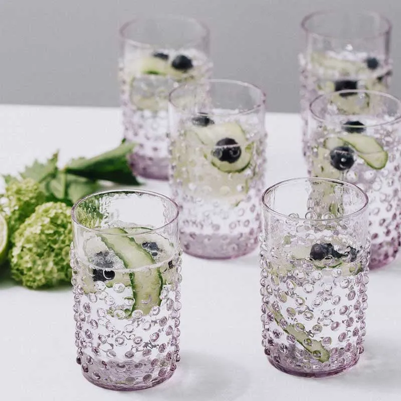 Bobble Set of 6 glass tumblers, Lilac