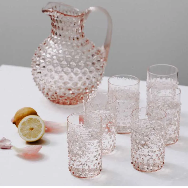 Bobble Set of 6 glass tumblers, Rosaline