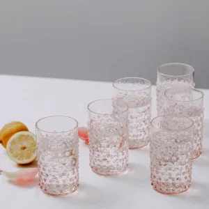 Bobble Set of 6 glass tumblers, Rosaline ceramic platter, appetizer tray