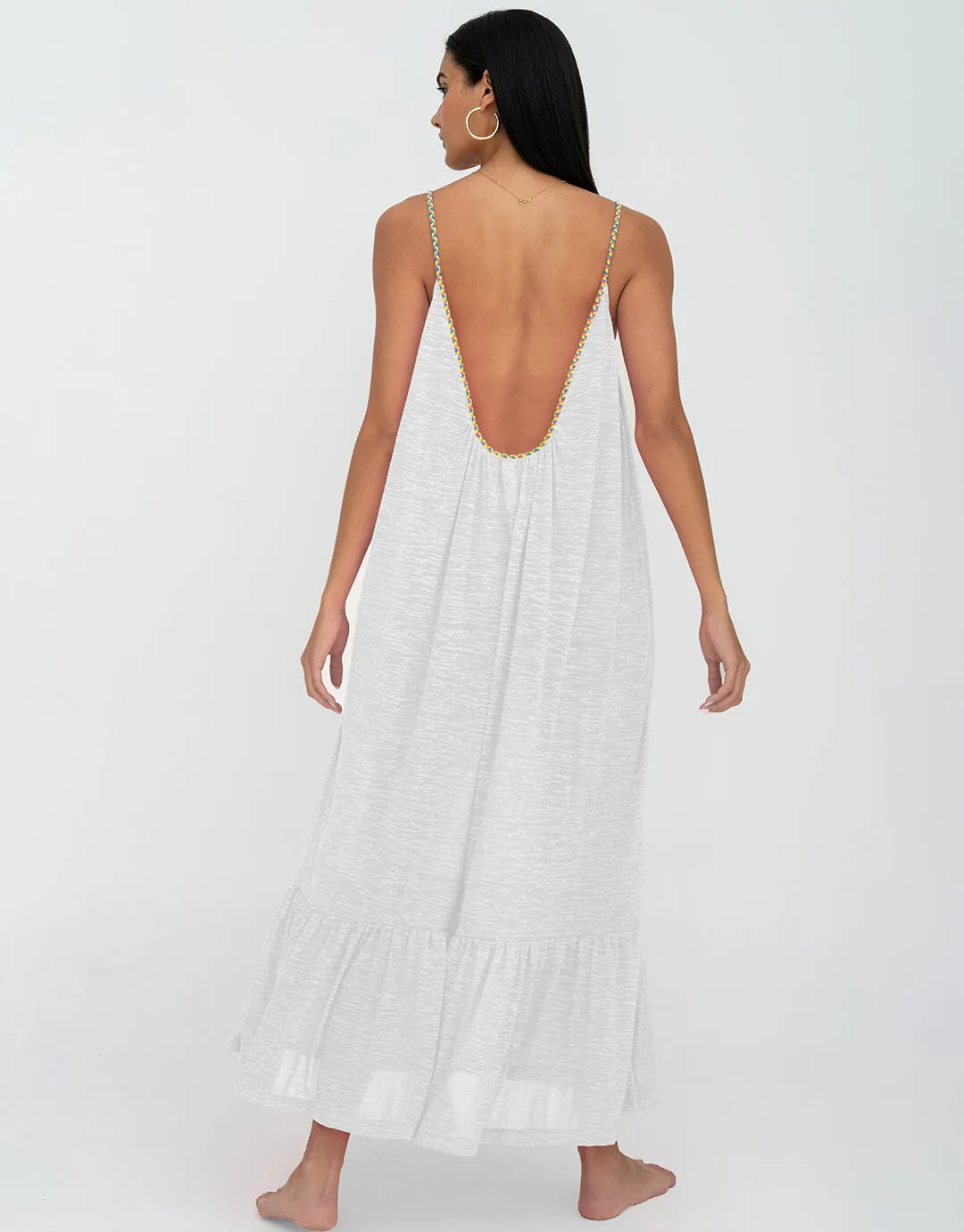 Braided Low Back Dress - White