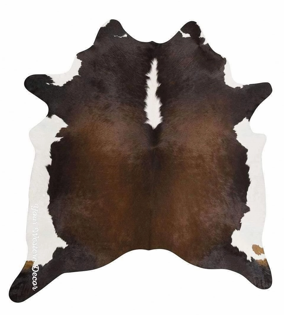 Brazilian Natural Cowhide Rug, Chocolate & White