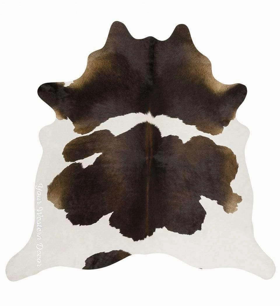 Brazilian Natural Cowhide Rug, Chocolate & White