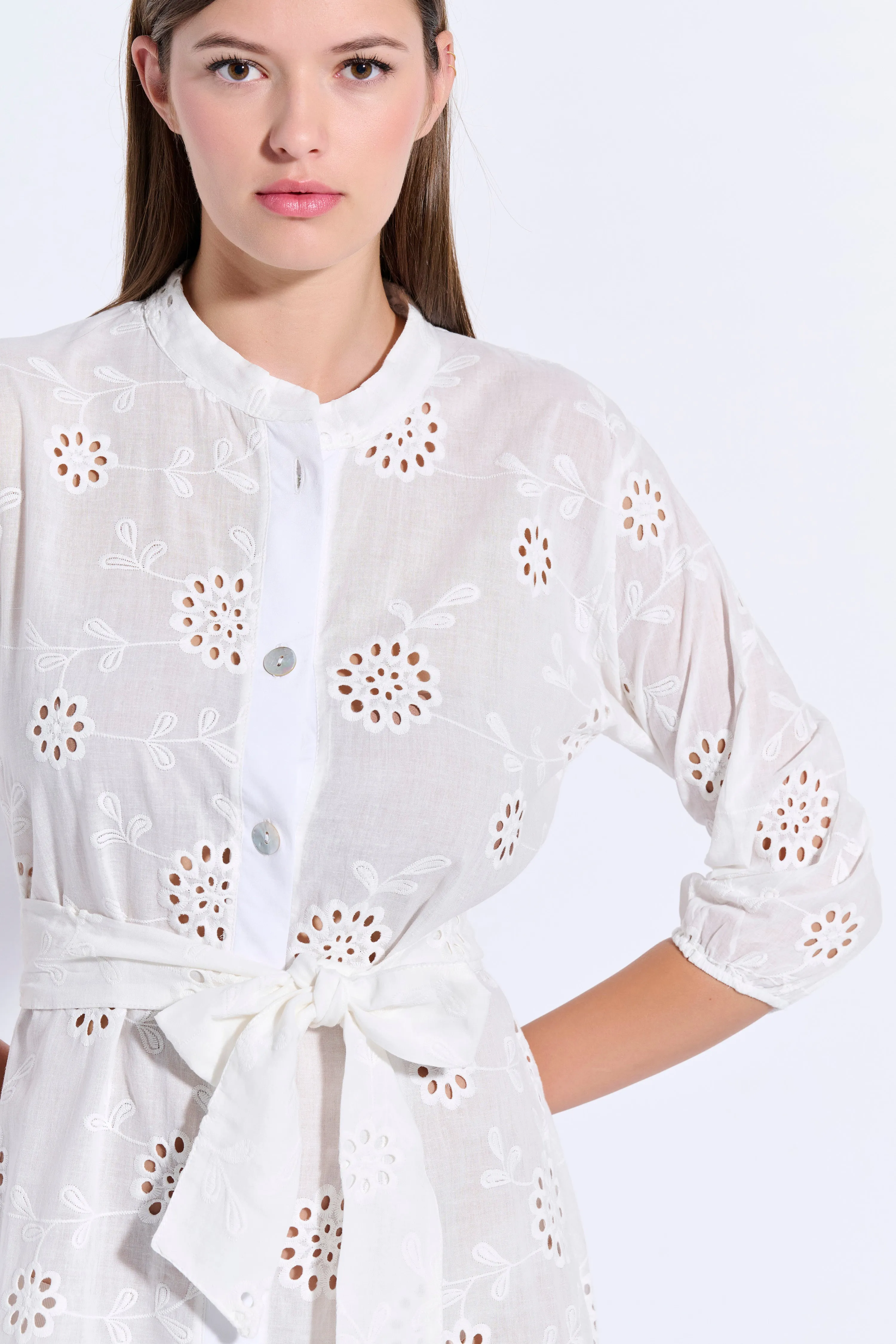 Broderie Shirt Dress (8092)