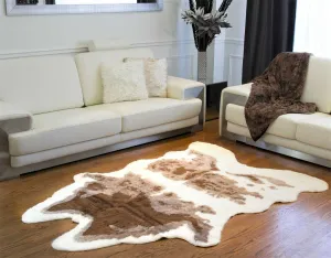 Brown & White Faux Cowhide Rug sectional couch, U-shape sofa