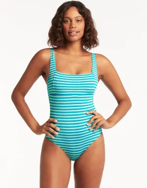Capri Square Neck Swimsuit - Aqua