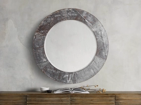 Caspian Round Wall Mirror in Iron
