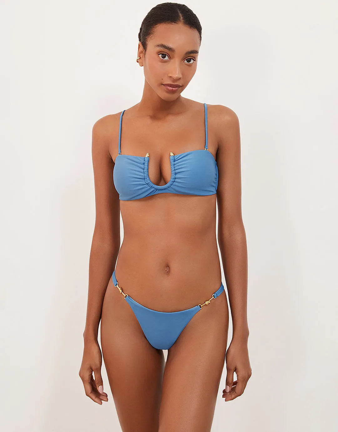 Cave Cora Bandeau Bikini Top - Blue