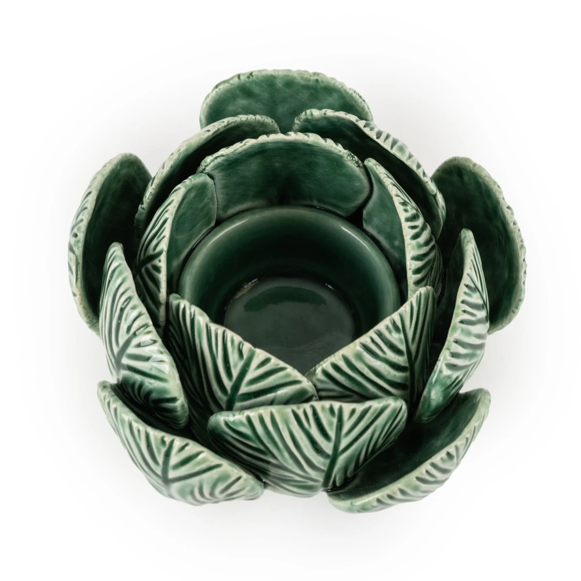 Ceramic Tealight Holder Green Reactive Glaze