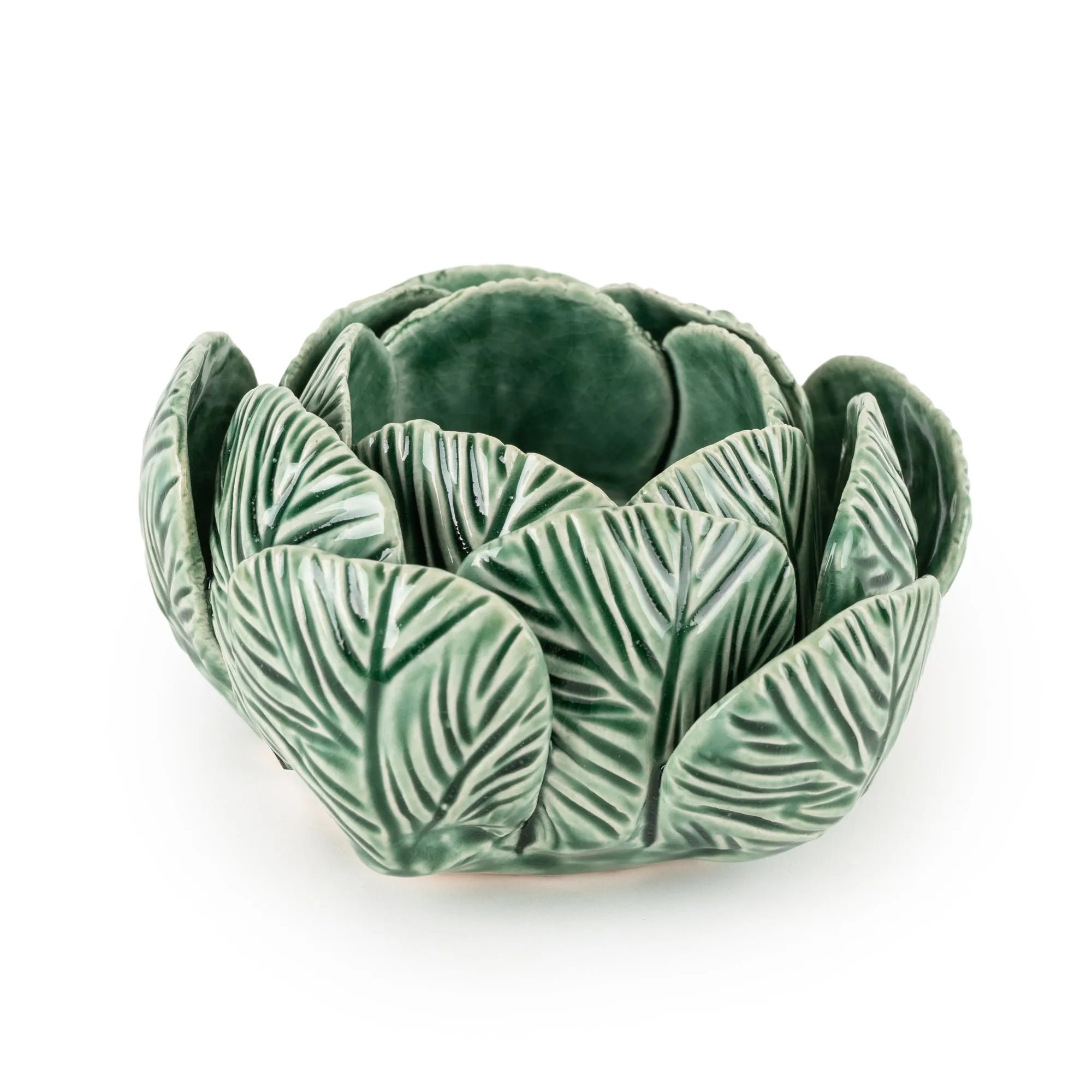 Ceramic Tealight Holder Green Reactive Glaze
