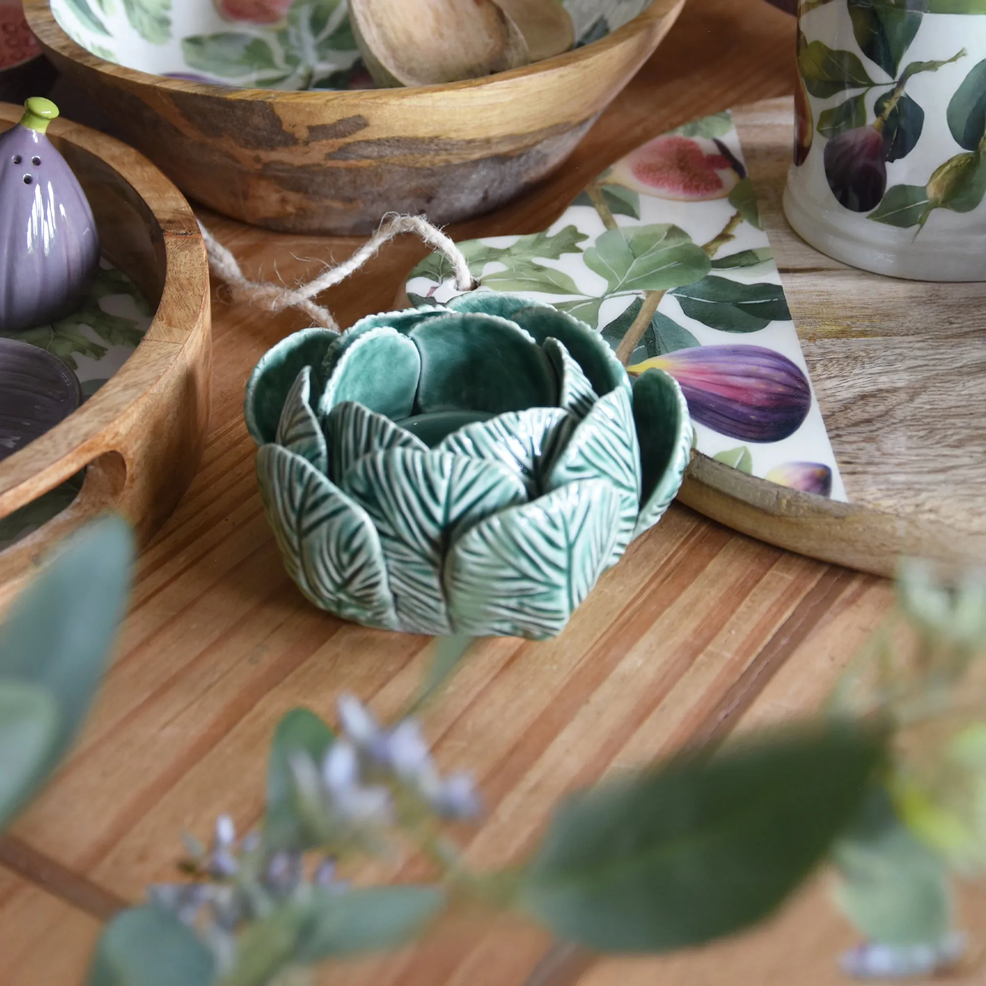 Ceramic Tealight Holder Green Reactive Glaze kitchen essentials, utensils set