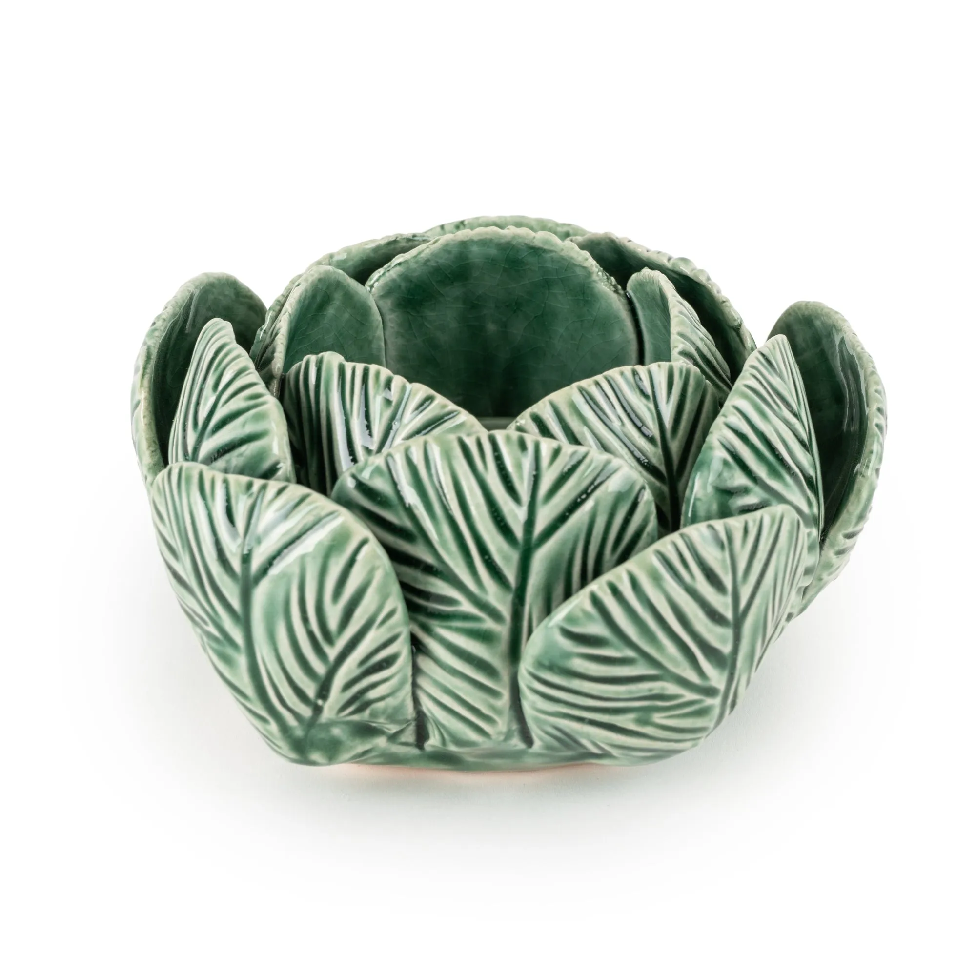 Ceramic Tealight Holder Green Reactive Glaze