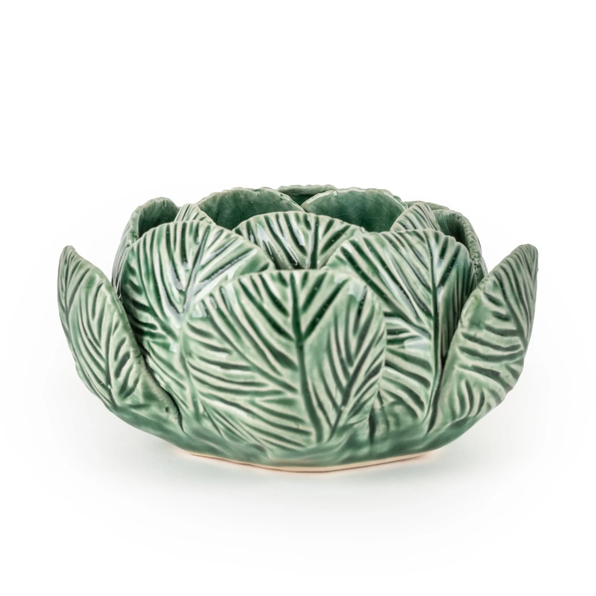 Ceramic Tealight Holder Green Reactive Glaze