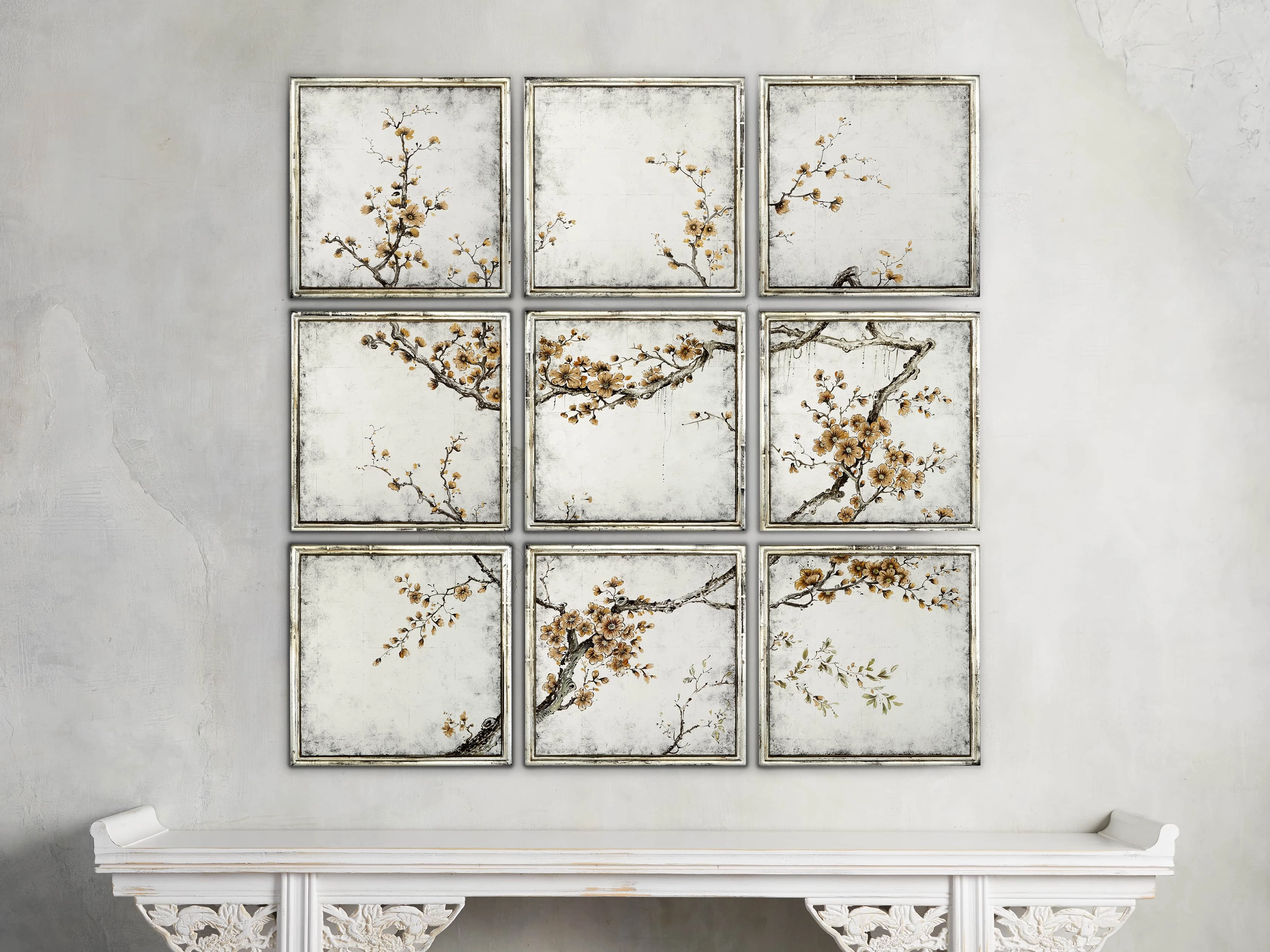 Cerise Wall Mirrors (Set of 9)