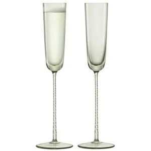Champagne Theatre Pair of champagne flutes, 120ml, smoke grey ceramic platter, appetizer tray
