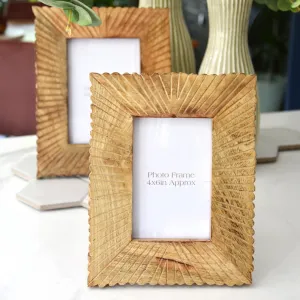 Charming 4x6" Mango Wood Photo Frame with Elegant Etched Lines kitchen essentials, utensils set