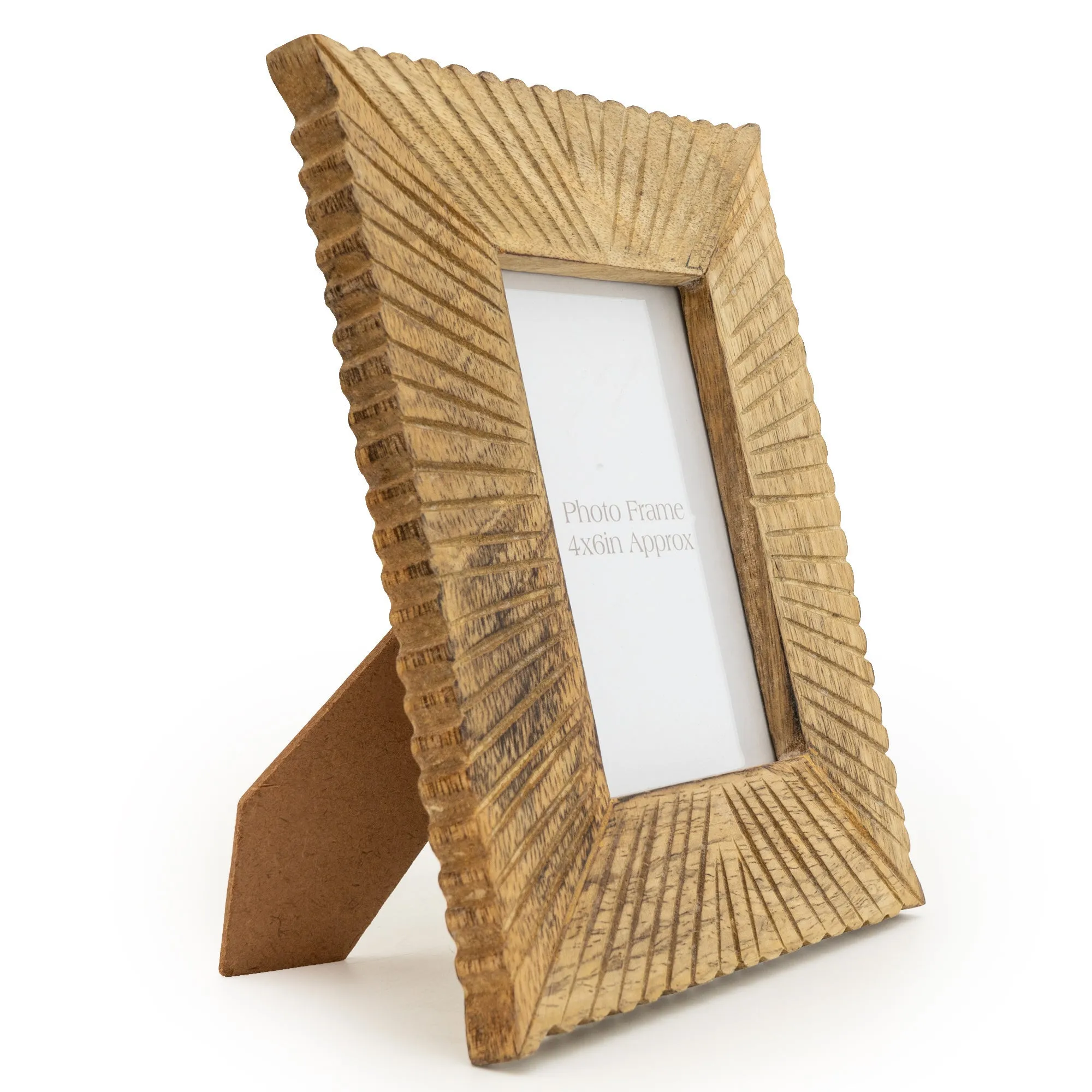 Charming 4x6" Mango Wood Photo Frame with Elegant Etched Lines