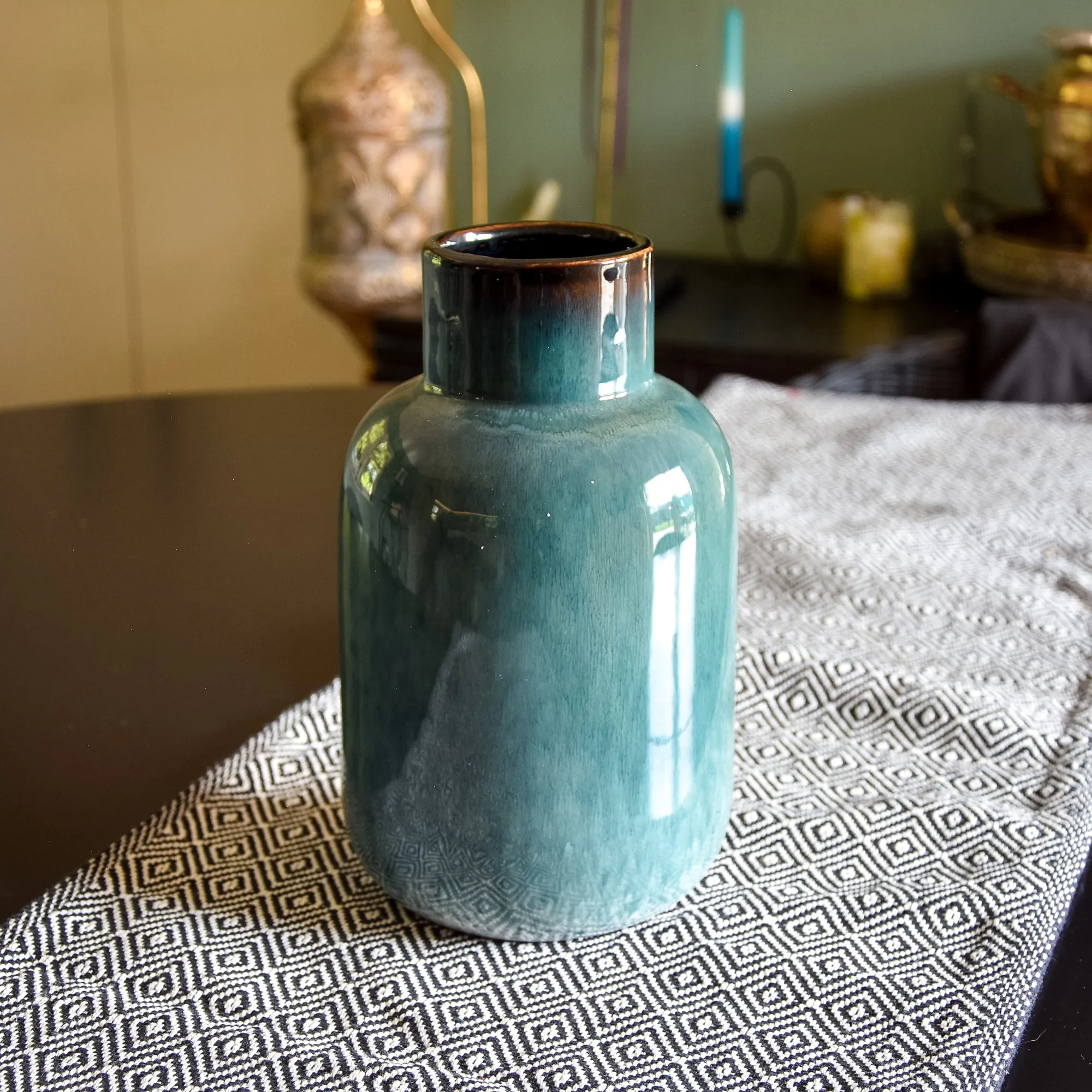 Charming Blue Reactive Glaze Bottle Vase