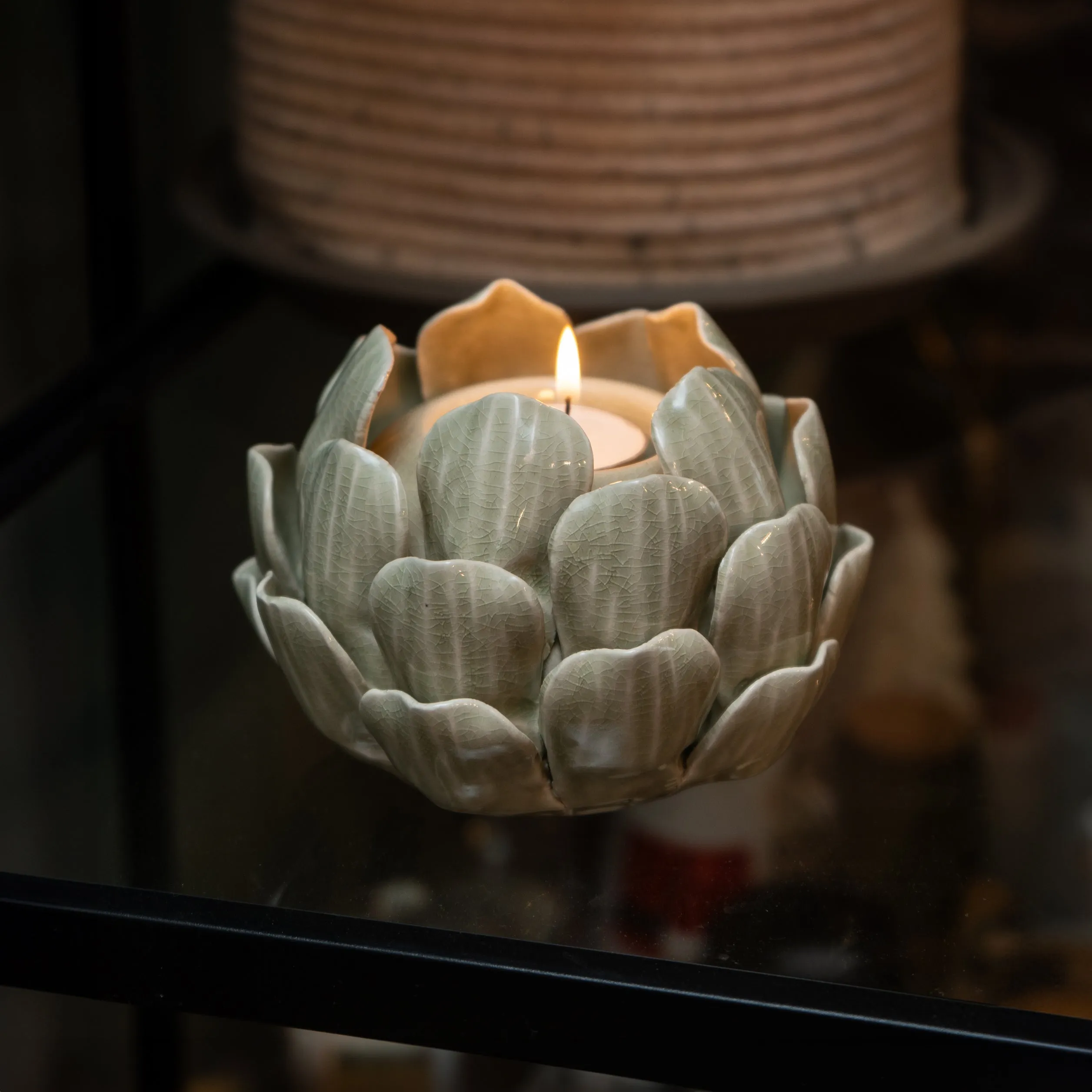 Charming Green Artichoke Candleholder