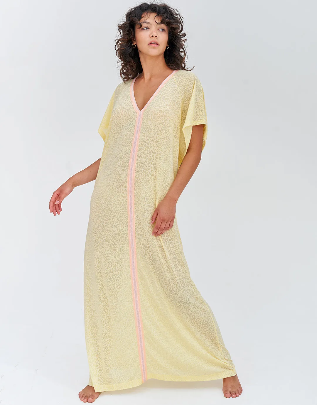 Cheetah Inca Abaya - Soft Lemon