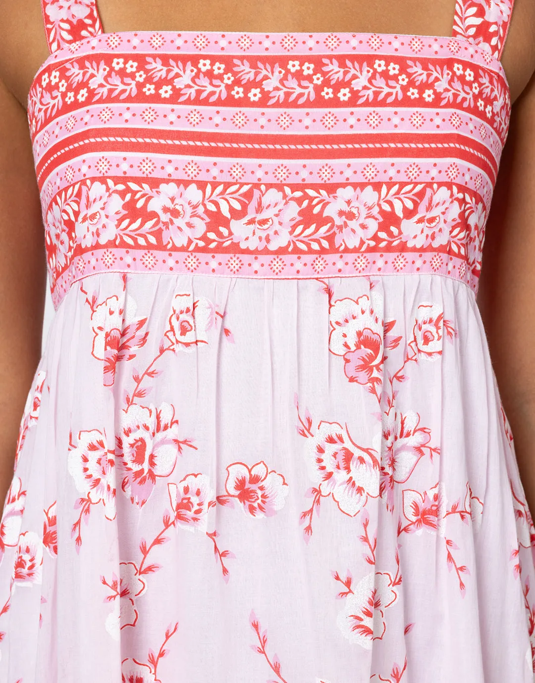 Cherry Blossom Tie Back Dress - Rose and Red