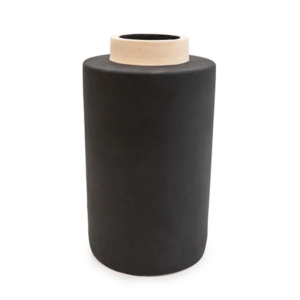 Chic Contrast: Small Black and Cream Cylinder Vase