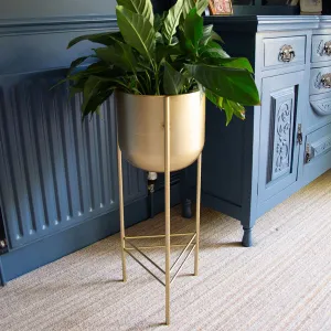 Chic Gold Metal Planter with Stylish Stand kitchen essentials, utensils set