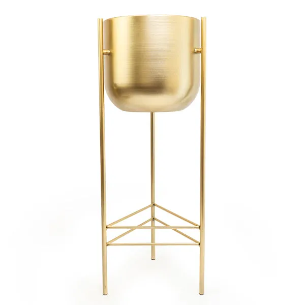 Chic Gold Metal Planter with Stylish Stand