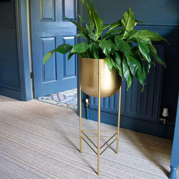 Chic Gold Metal Planter with Stylish Stand