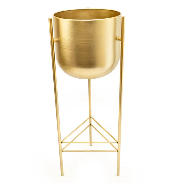Chic Gold Metal Planter with Stylish Stand
