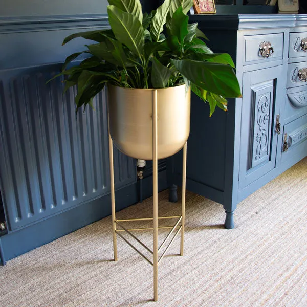 Chic Gold Metal Planter with Stylish Stand kitchen essentials, utensils set